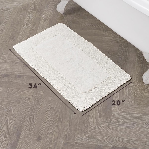 Laura Ashley 20 in. x 34 in. Ivory Cotton Ruffle Bath Rug