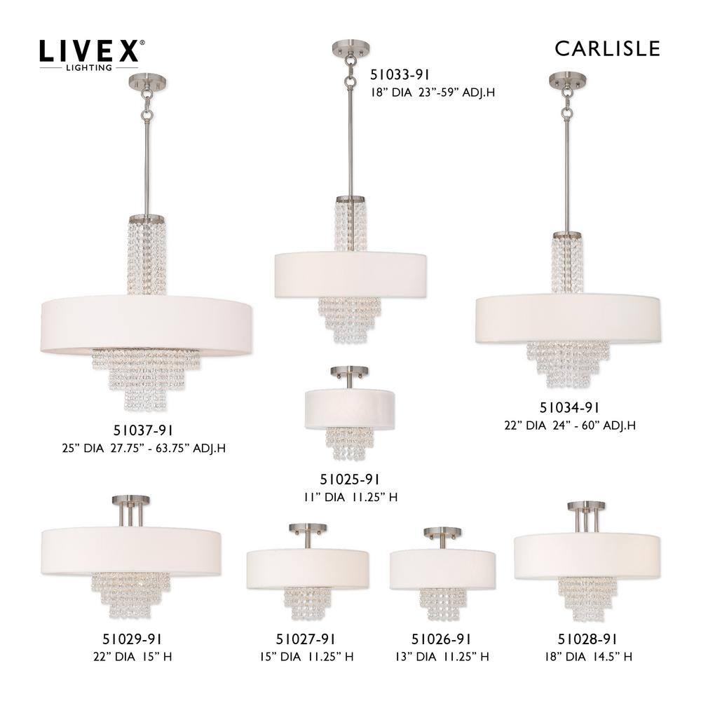 Carlisle Brushed Nickel 2-Light Drum Semi-Flush Mount with Crystal Accents