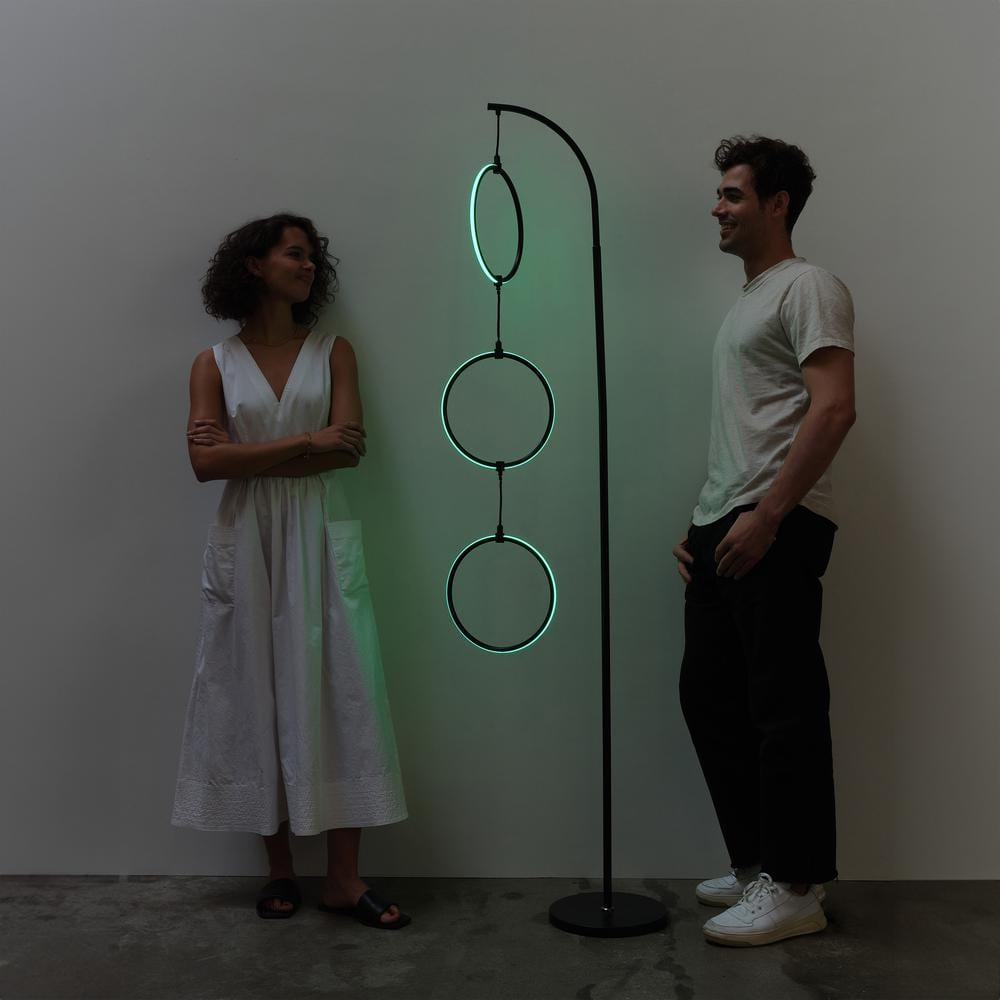Nova 74" Black Arc LED Floor Lamp with RGB Color Changing Rings