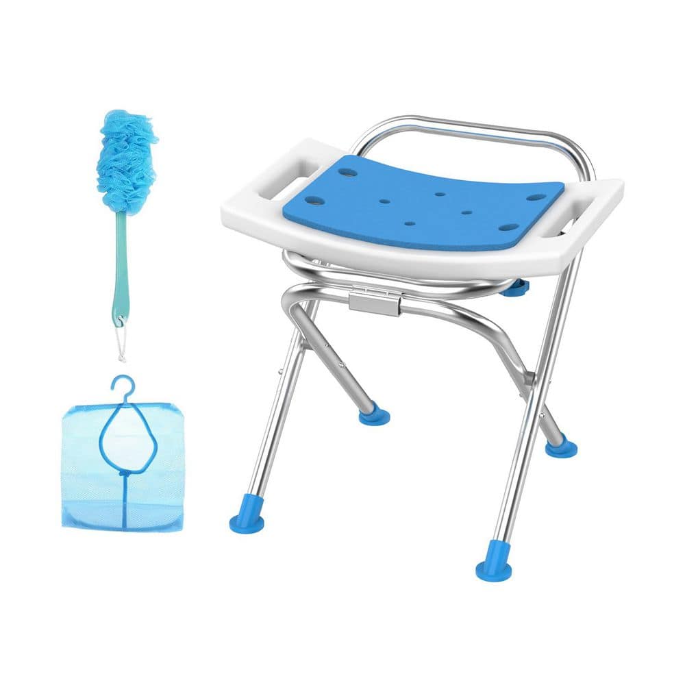 17.5 in. W Freestanding Folding Stainless Steel Anti-Slip Shower Chair Seat for Seniors and Disabled, White price history on PriceWatchPro
