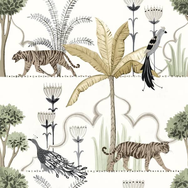 NuWallpaper Laos Ivory White Peel and Stick Wallpaper Sample