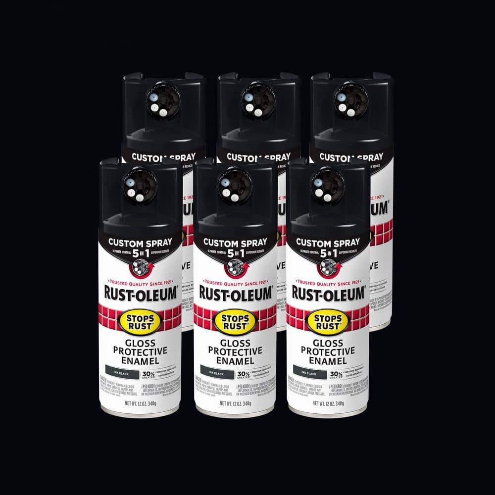 Rust-Oleum Stops Rust 12 oz. Custom Spray 5-in-1 Gloss Ink Black