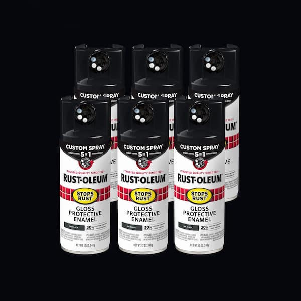12 oz. Custom Spray 5-in-1 Gloss Ink Black Spray Paint (Case of 6)