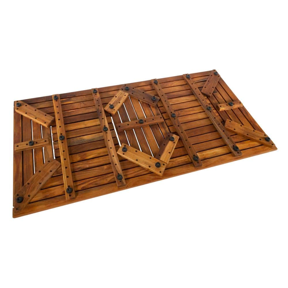 Nordic Teak Wood Oiled Double Framed Bath Mat 40" x 20"