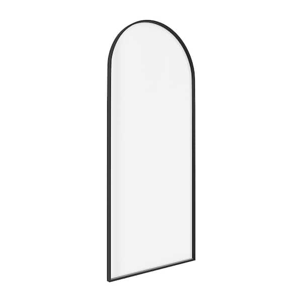 34 in. W x 78 in. H x 1.5 in. D Arched Framed Fixed Panel Shower Door in Matte Black with Clear Glass