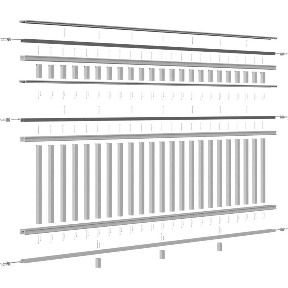White PVC and Stainless Steel 10 ft. Stair Railing Kit
