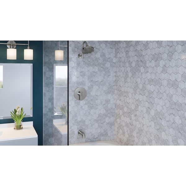 Geneva Single-Handle 1-Spray Tub and Shower Faucet in Satin Nickel (Valve Included) Geneva Single-Handle 1-Spray Tub and Shower Faucet in Satin Nickel (Valve Included)