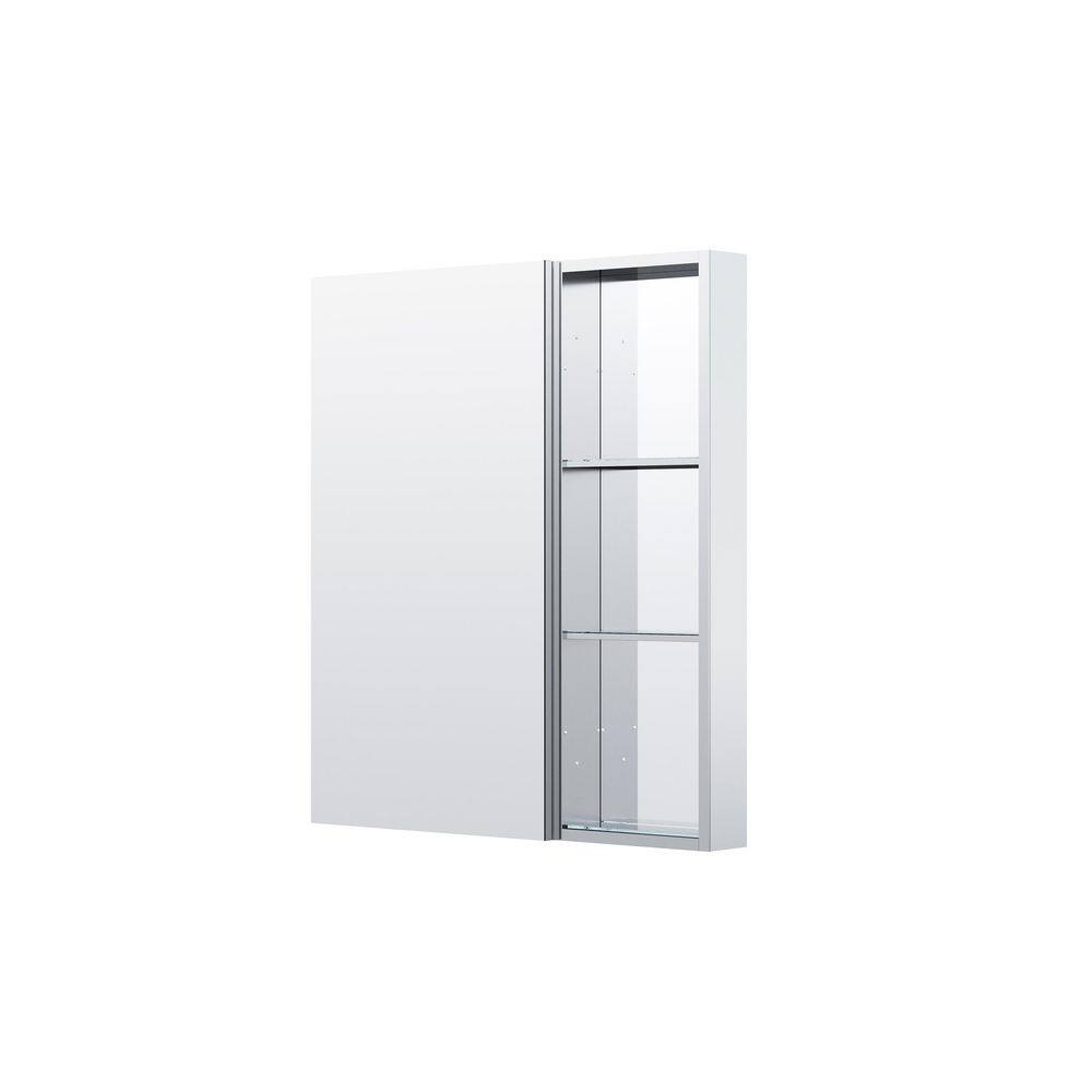 32 in. W x 36 in. H Rectangular Medicine Cabinet with Mirror in Silver with Adjustable Shelves, Soft-Close, Side Cabinet