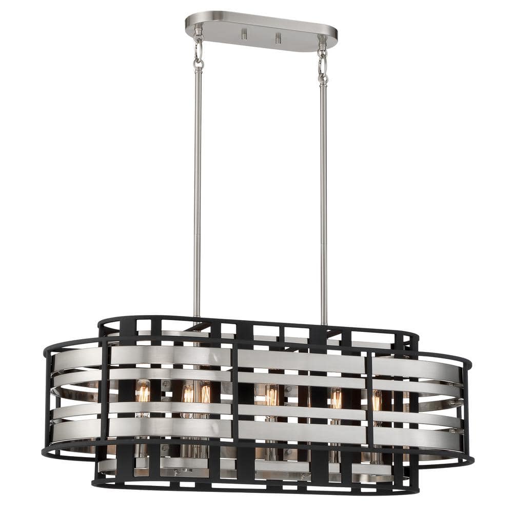 Presten 8-Light Brushed Nickel and Sand Black Island Chandelier price history on PriceWatchPro