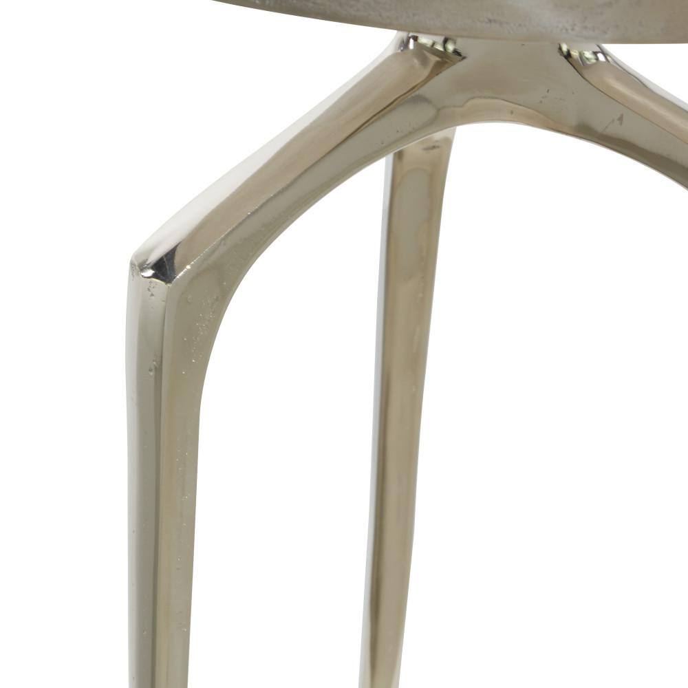 Contemporary Silver Metal Round Side Table with Curved Tripod Base