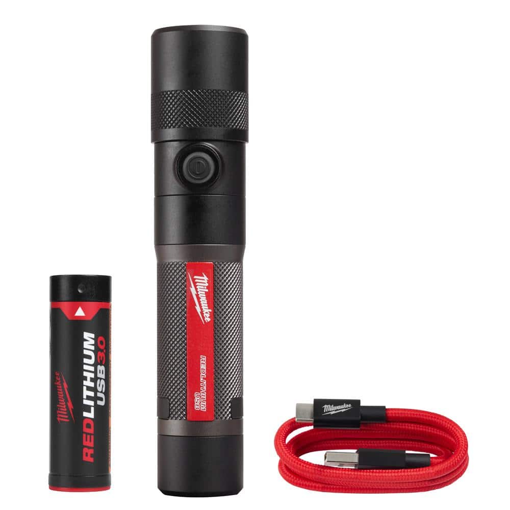Milwaukee 1100 Lumens LED USB Rechargeable Twist Focus Flashlight
