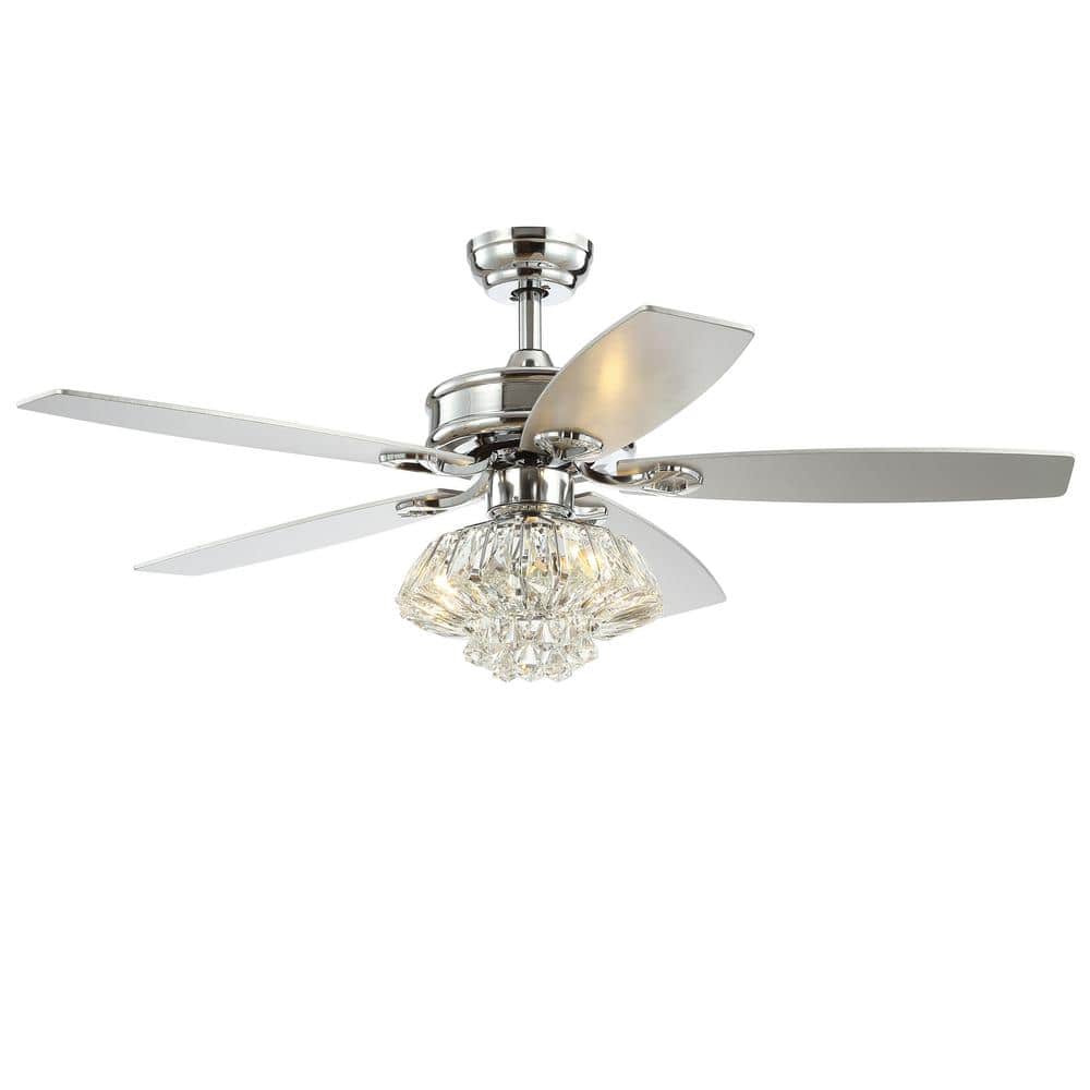 Kate 48" Chrome Crystal Drum LED Ceiling Fan with Remote