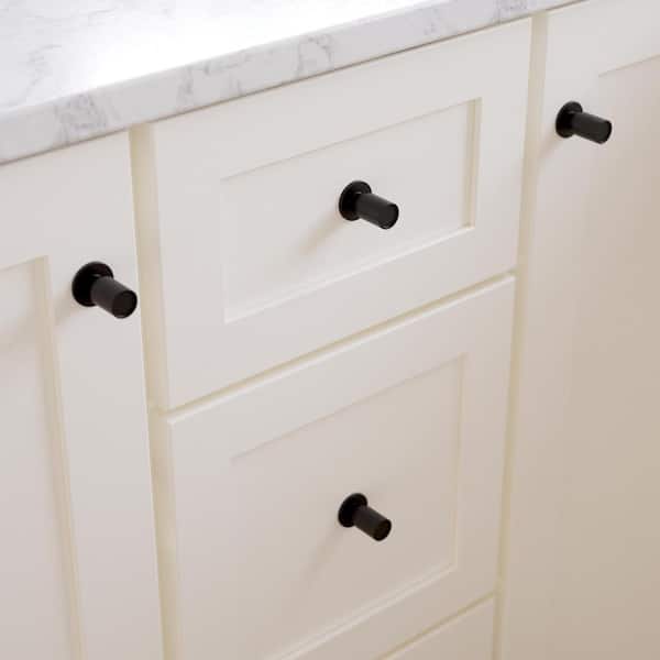 (10-Pack) Round Layered Backplate 1 in. (25 mm) Modern Matte Black Round Cabinet Knobs