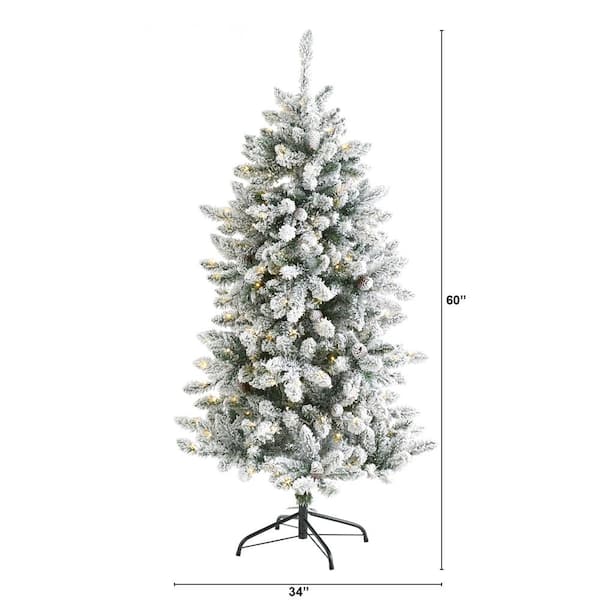 Perfect Holiday Pre-lit Christmas Tree Alaskan Snow Flocked 4.5 feet 250 LED 
