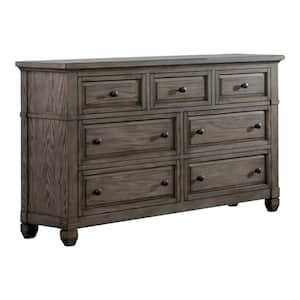 Dotta Warm Gray 7-Drawer 60 in. Dresser