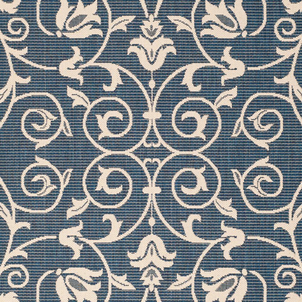 Navy and Beige Rectangular Synthetic Outdoor Area Rug