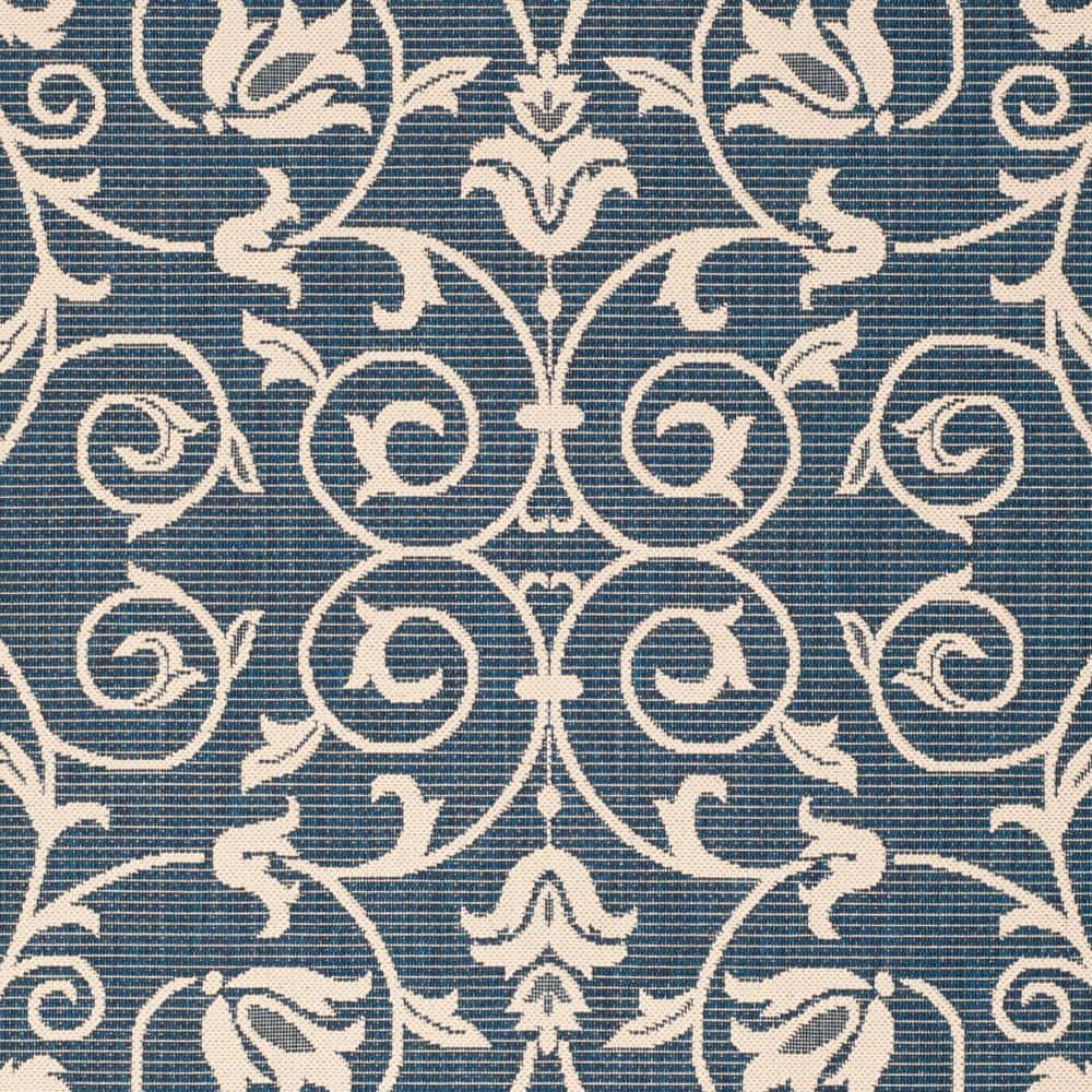 Navy & Beige 9' x 12' Reversible Flat Woven Outdoor Area Rug