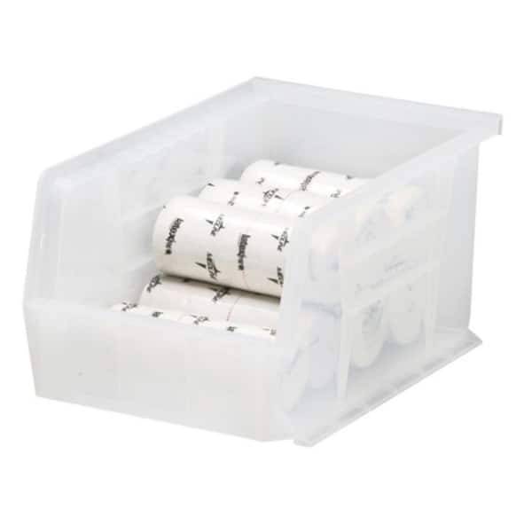 Quantum Storage - 4 Compartment White Small Parts Tip Out Stacking Bin  Organizer - 48518559 - MSC Industrial Supply