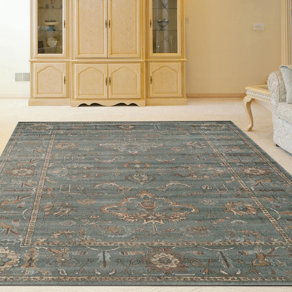 Green Synthetic Rectangular Area Rug 7'10" x 10'6"