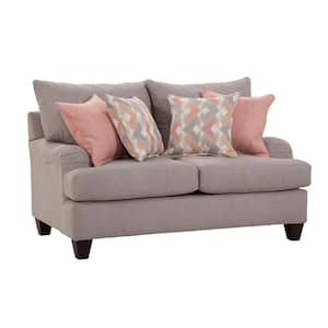 Furniture of America Middletown 64 in. Light Gray and Navy Fabric 2-Seat  Loveseat with Box Seat Cushion IDF-2270-LV - The Home Depot