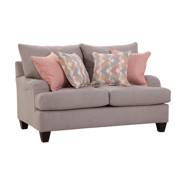 American Furniture Classics Traditional Series 61 in. Gray Chenille Fabric 2-Seat Loveseat with Rolled Arms