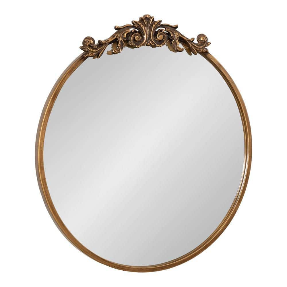 Infinity Instruments Victoria 23.5 in. W x 23.5 in. H Round Victorian  Brushed Gold Plastic Frame Wall Mirror 15368GD - The Home Depot