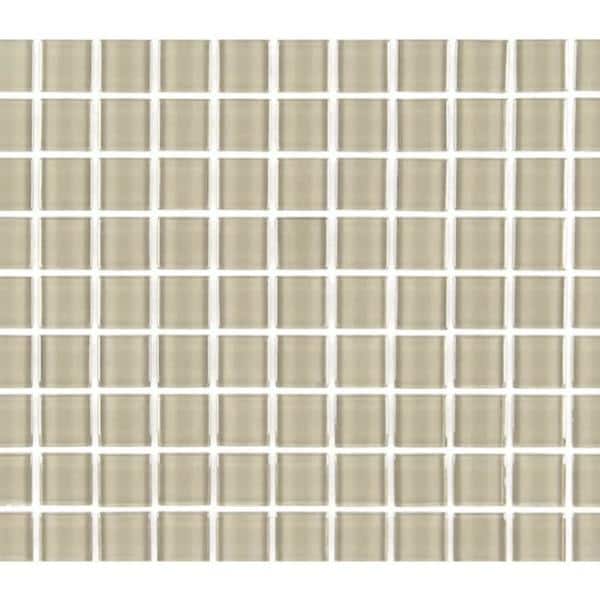 Modern Cream Beige 1 in. X 1 in. Square Glossy Glass Mosaic Wall Floor And Pool Tile (6 sq.ft./Case)