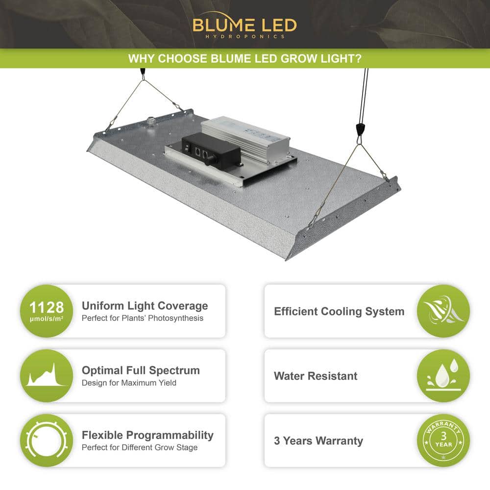 Blume 200-Watt Full Spectrum LED Grow Light Set for Indoor Plants