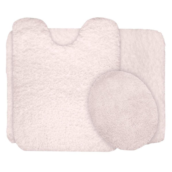 Lavish Home Ivory 19.5 in. x 24 in. Super Plush Non-Slip 3-Piece Bath Rug Set