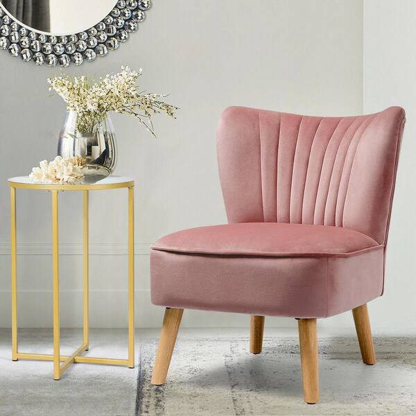 Pale dusty rose velvety & golden brass arm chairs – Turquoise's Treasures
