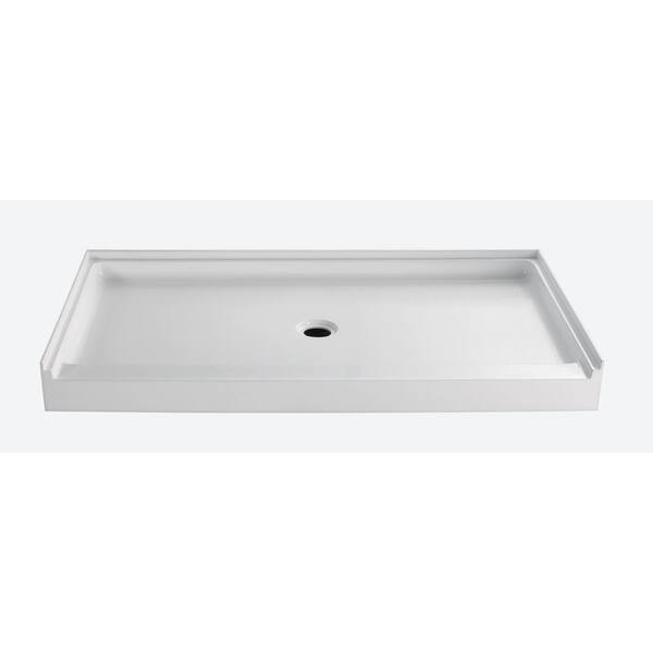 Winado 60 in. L x 32 in. W D Alcove Shower Pan Base with Center Drain in Rocky Texture