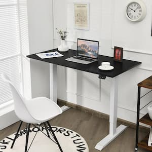 48 in. White Electric Sit to Stand Desk Adjustable Standing Workstation with Black Tabletop