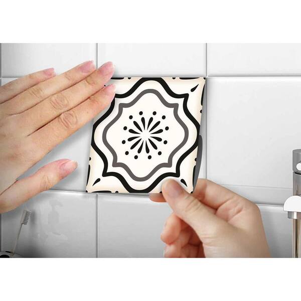 Mi Alma Black and Grey B5 4.25 in. x 4.25 in. Vinyl Peel and Stick Tile (24 tiles, 3.01 sq.ft./Pack)