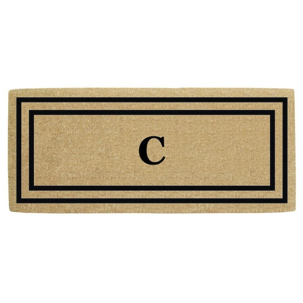Nedia Home 24 in. x 57 in. Heavy Duty Black Thin Double Picture Frame Monogrammed C Coco Door Mat