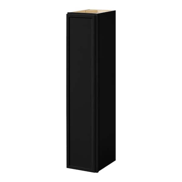 Hampton Bay Leyton 9 in. W x 12 in. D x 42 in. H Ready to Assemble Plywood Slim Shaker Wall Kitchen Cabinet in Raven Black