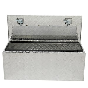 42 in. Silver Diamond Plate Aluminum Underbody Truck Tool Box Double Lock with Key