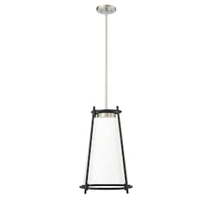 Milroe 60-Watt 1-Light Brushed Nickel Pendant-Light Opal glass with Etched outside Shade