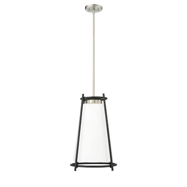 Millennium Lighting Milroe 60-Watt 1-Light Brushed Nickel Pendant-Light Opal glass with Etched outside Shade