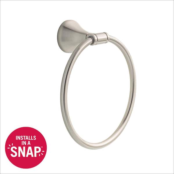 Foundations Design Series Wall Mounted Round Closed Towel Ring Bath Hardware Accessory in SpotShield Brushed Nickel