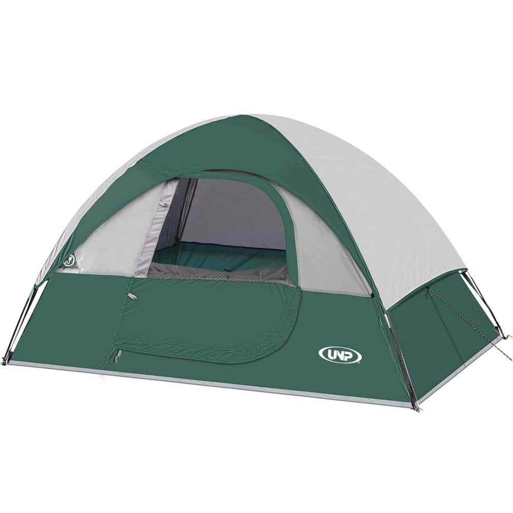 Green and Gray 4-Person Polyester Dome Camping Tent
