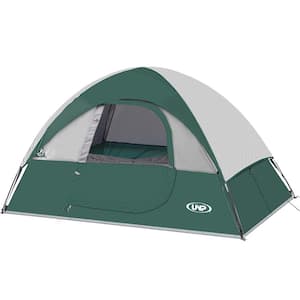 Green 4-Person Camping Tents, Waterproof Windproof Tent with Rainfly Easy Set up-Portable Dome Tents for Camping