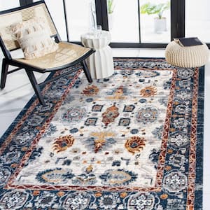 Alexandria Xyryl Blue 5 ft. 1 in. x 7 ft. 6 in. Floral Polypropylene Area Rug