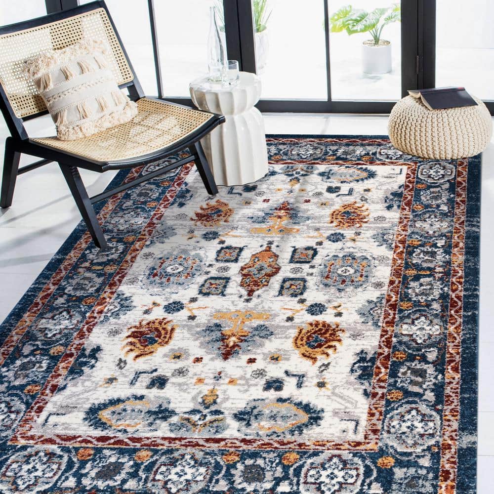 Aegean Bloom Handmade Blue Floral Synthetic Area Rug 8' x 10'