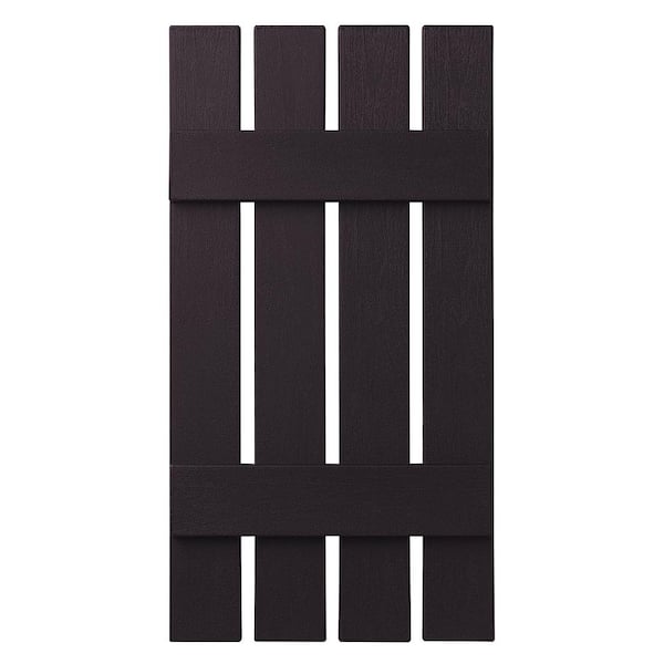 Ply Gem 16 in. x 39 in. Polypropylene 4-Board Open Board and Batten Shutters Pair in Dark Berry