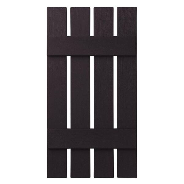 Ply Gem 16 in. x 43 in. Polypropylene 4-Board Open Board and Batten Shutters Pair in Dark Berry