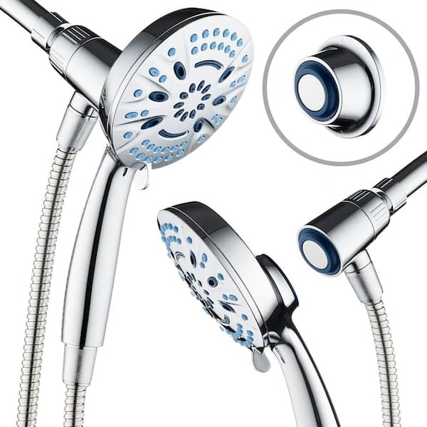 Unbranded Magneton High-Pressure 5 in. Face 8-Spray Settings Freestanding Handheld Shower Head Flow Rate 2.5 GPM in Chrome Finish