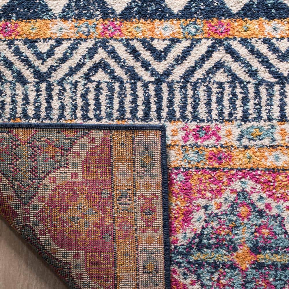 Madison Navy and Ivory Synthetic Runner Rug