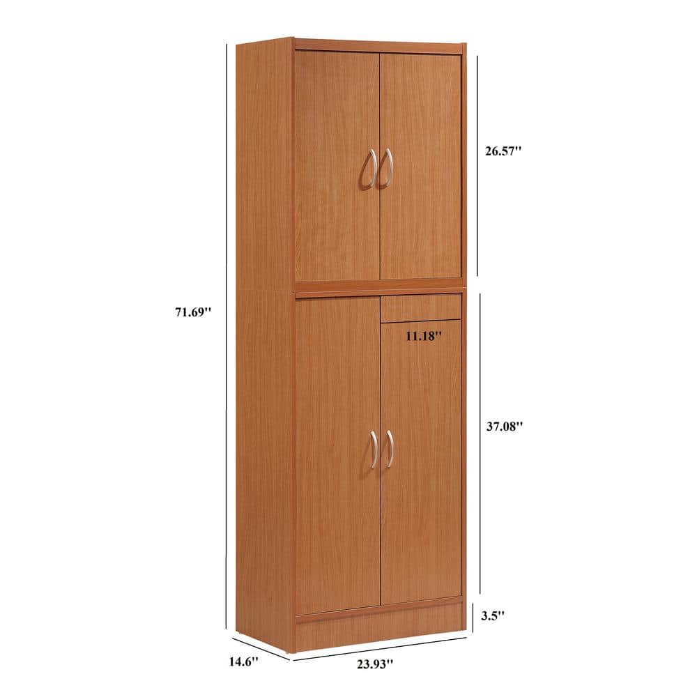 Cherry 72" Freestanding Kitchen Pantry with Adjustable Shelves