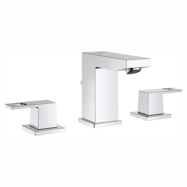 GROHE Eurocube 8 in. Widespread 2-Handle Low-Arc 1.2 GPM Bathroom Faucet in StarLight Chrome