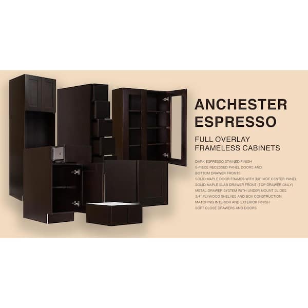 LIFEART CABINETRY Anchester Assembled 24 in. x 84 in. x 24 in. Tall Pantry with 4 Doors in Dark Espresso